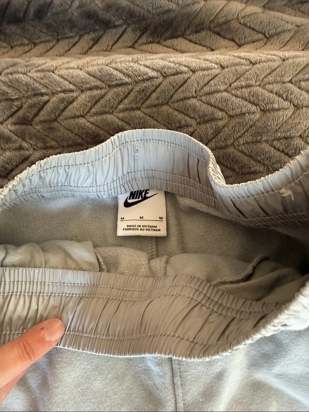 Nike Kids Sage Green Joggers with White Sherpa Side Panels